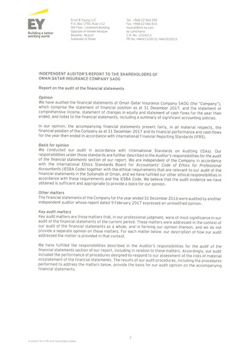 Thumbnail OQIC Oman Qatar Insurance Company Financial Statement 2017