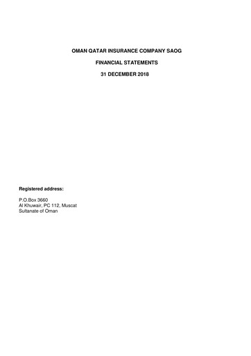 Thumbnail OQIC Oman Qatar Insurance Company Financial Statement 2018