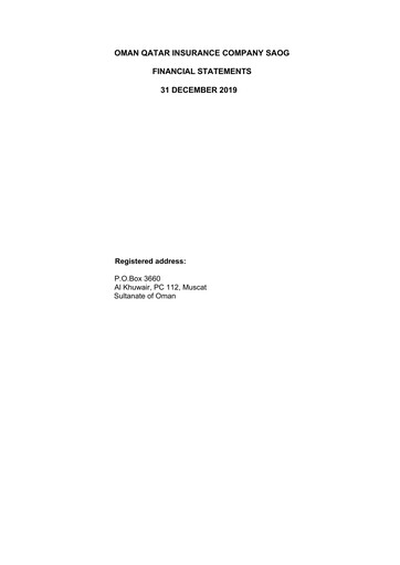 Thumbnail OQIC Oman Qatar Insurance Company Financial Statement 2019