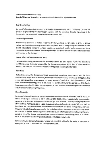 Vorschaubild Al Suwadi Power Finanzmitteilung 2015-9m