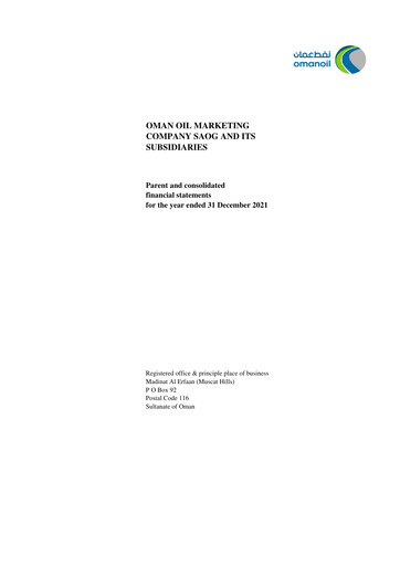 Thumbnail Oman Oil Marketing Company (oomco) Financial Statement 2021