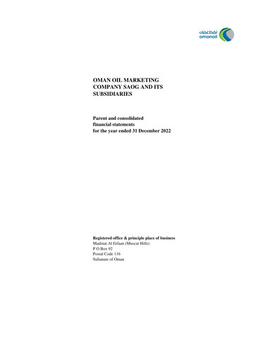 Thumbnail Oman Oil Marketing Company (oomco) Financial Statement 2022