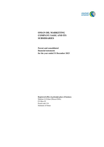 Thumbnail Oman Oil Marketing Company (oomco) Financial Statement 2023