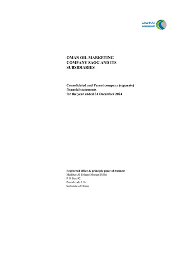 Thumbnail Oman Oil Marketing Company (oomco) Financial Statement 2024