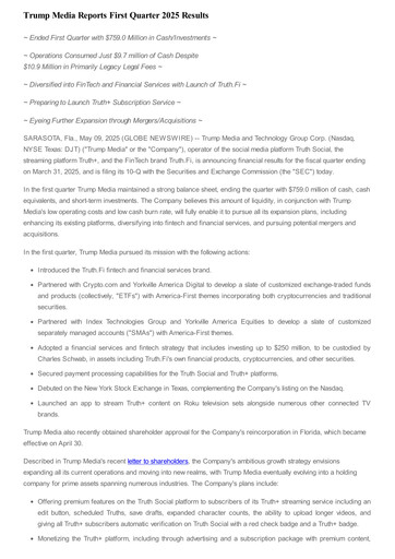 Thumbnail Trump Media & Technology Group Quarterly Report 2025-q1