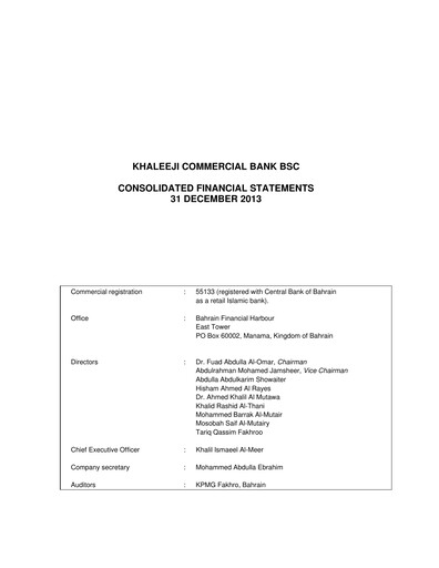Thumbnail Khaleeji Bank Financial Statement 2013