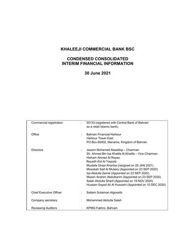 Thumbnail Khaleeji Bank Financial Statement 2021-h1