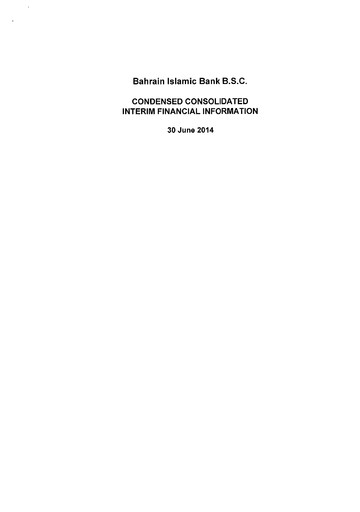 Thumbnail Bahrain Islamic Bank Financial Statement 2014-h1