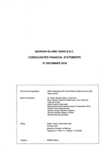 Thumbnail Bahrain Islamic Bank Financial Statement 2018