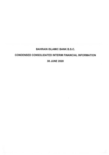 Thumbnail Bahrain Islamic Bank Financial Statement 2020-h1