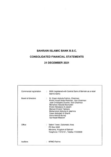 Thumbnail Bahrain Islamic Bank Financial Statement 2021