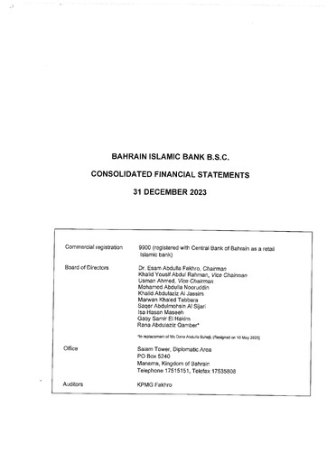 Thumbnail Bahrain Islamic Bank Financial Statement 2023