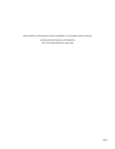 Vorschaubild Mixed Martial Arts Group Limited (MMA) Finanzmitteilung 2025