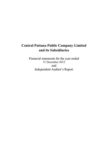 Thumbnail Central Pattana
 Financial Statement 2012