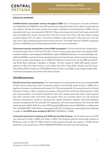 Miniature Central Pattana
 Rapport trimestriel 2026-q2
