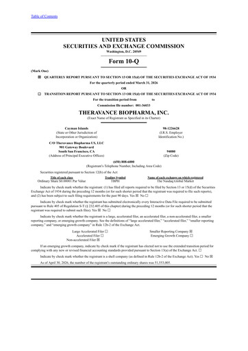 Thumbnail Theravance Biopharma
 Quarterly Report 2026-q1