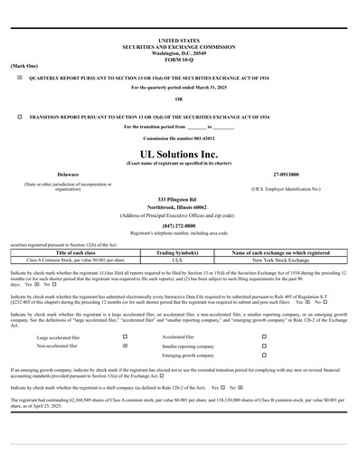 Thumbnail UL Solutions Quarterly Report 2025-q1
