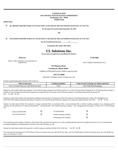 Thumbnail UL Solutions Quarterly Report 2025-q3