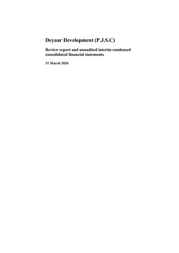 Vorschaubild Deyaar Development Finanzmitteilung 2026-q1