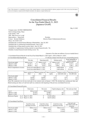 Thumbnail AS ONE Corporation Financial Statement fy2023