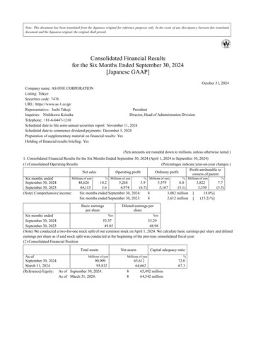 Thumbnail AS ONE Corporation Half-year Report fy2025
