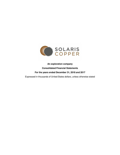 Thumbnail Solaris Resources Financial Statement 2018