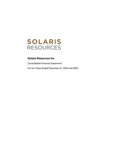 Thumbnail Solaris Resources Financial Statement 2024