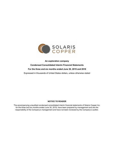 Thumbnail Solaris Resources Quarterly Report 2019-q2