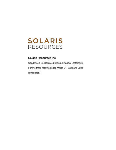 Thumbnail Solaris Resources Quarterly Report 2022-q1
