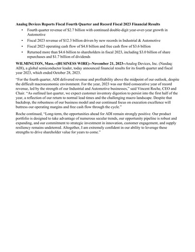 Thumbnail Analog Devices Quarterly Report 2023-q4