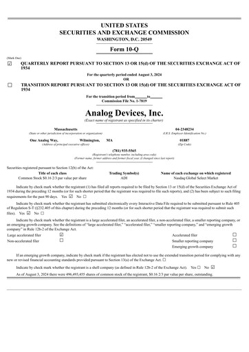 Thumbnail Analog Devices Quarterly Report 2024-q3