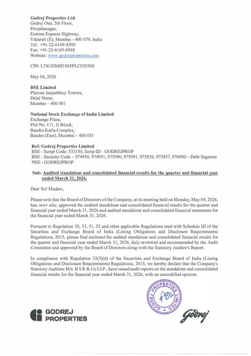 Miniature Godrej Properties Bilan financier 2025-2026