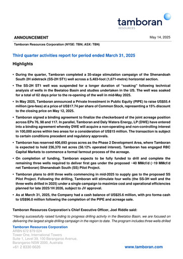 Thumbnail Tamboran Resources Quarterly Report 2025-q3