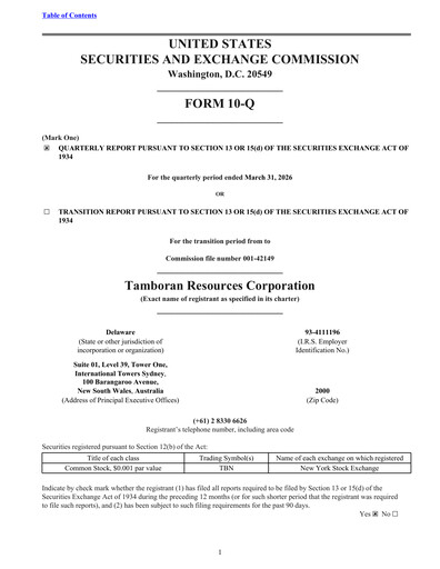 Thumbnail Tamboran Resources Quarterly Report 2026-q3