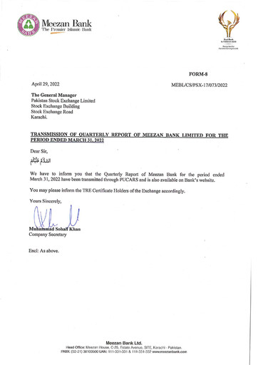 Thumbnail Meezan Bank Quarterly Report 2022-q1