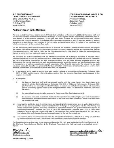 Thumbnail United Bank (Pakistan) Financial Statement 2003