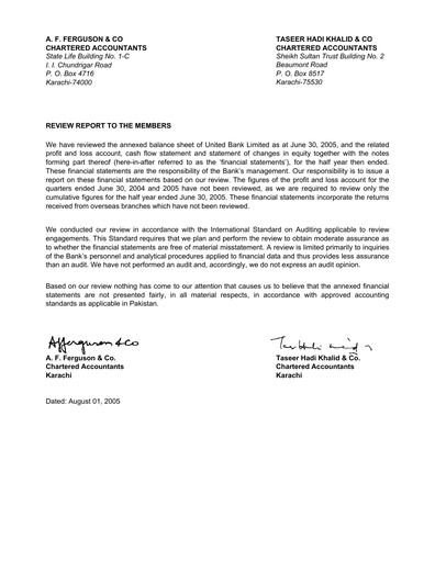 Thumbnail United Bank (Pakistan) Financial Statement 2005-h1