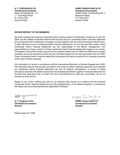 Thumbnail United Bank (Pakistan) Financial Statement 2006-h1
