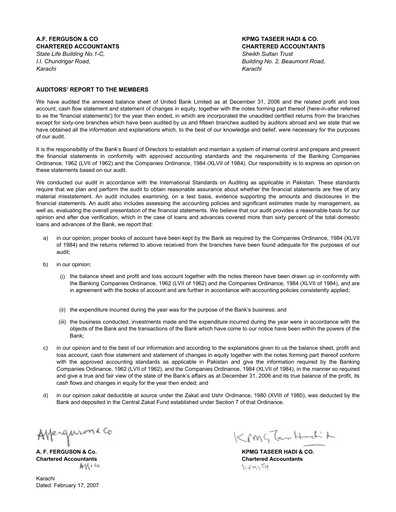 Thumbnail United Bank (Pakistan) Financial Statement 2006