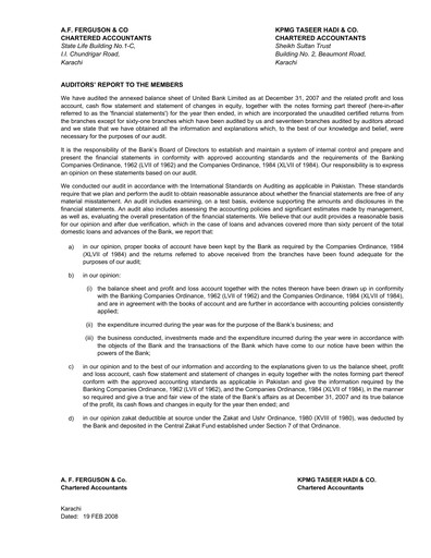 Thumbnail United Bank (Pakistan) Financial Statement 2007