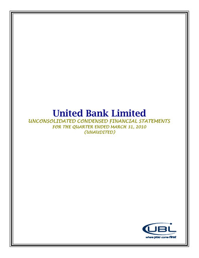Thumbnail United Bank (Pakistan) Financial Statement 2010-q1