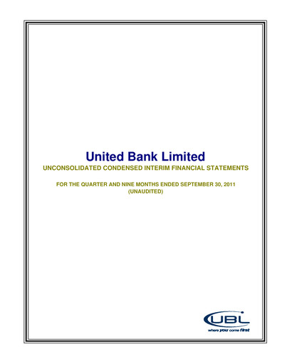 Thumbnail United Bank (Pakistan) Financial Statement 2011-9m