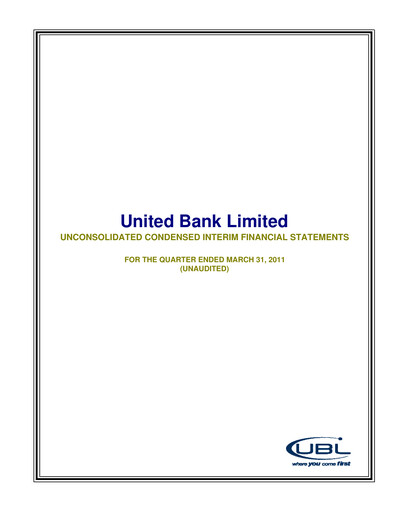 Thumbnail United Bank (Pakistan) Financial Statement 2011-q1