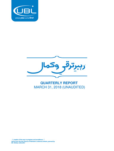 Thumbnail United Bank (Pakistan) Quarterly Report 2018-q1