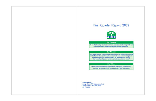 Thumbnail MCB Bank Pakistan Quarterly Report 2009-q1