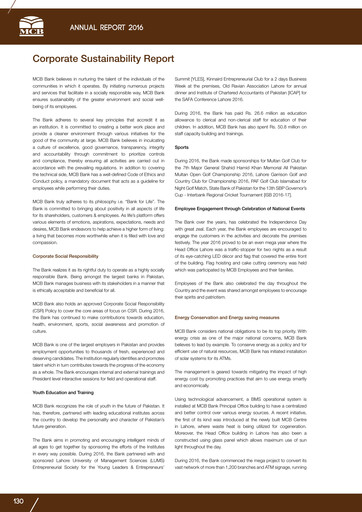 Thumbnail MCB Bank Pakistan Sustainability Report 2016