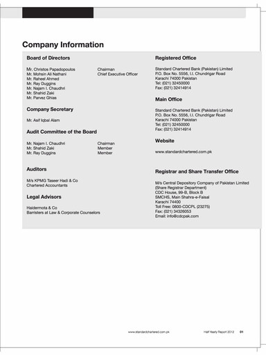 Thumbnail Standard Chartered Bank (Pakistan) Half-year Report 2012-h1