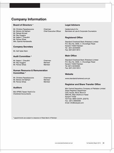 Thumbnail Standard Chartered Bank (Pakistan) Quarterly Report 2013-q1