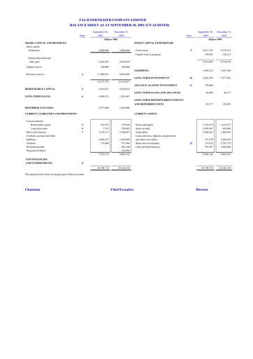 Thumbnail Fauji Fertilizer Company Quarterly Report 2003-q3