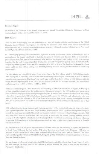 Thumbnail Habib Bank Annual Report 2009